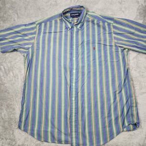 Ralph Lauren Golf Shirt Mens Large Multicolor Striped Tilden Short Sleeve Cotton